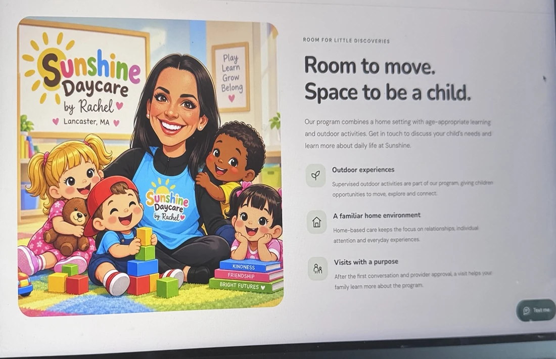 Página Our Space do website Sunshine Daycare by Rachel.